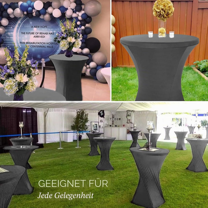 Pesonlook 3er-Set Stretch Stehtisch Husse für Bistrotisch Ø 80-85 cm Elegante,Verstärkung im Fussber