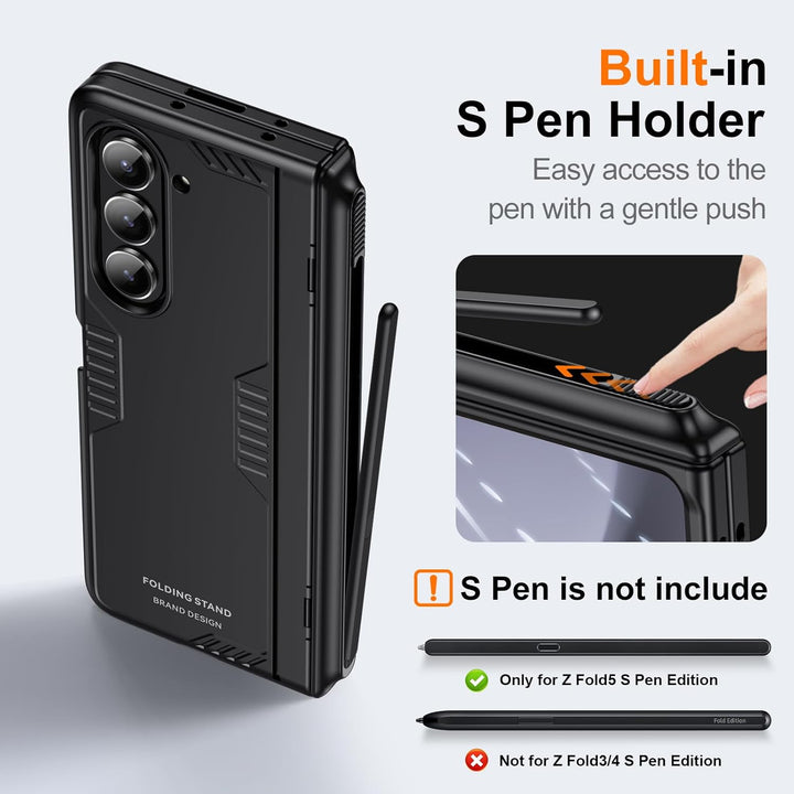 spoovcto für Samsung Galaxy Z Fold 5 Hülle mit Slim S Pen Stifthalter & Scharnierschutz, Integrierte