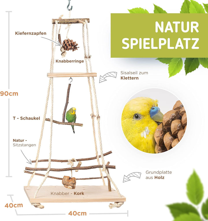 Atemberaubender Vogelspielplatz hängend mit vielen Sitzstangen ! Tolles Vogelspielzeug für Wellensit