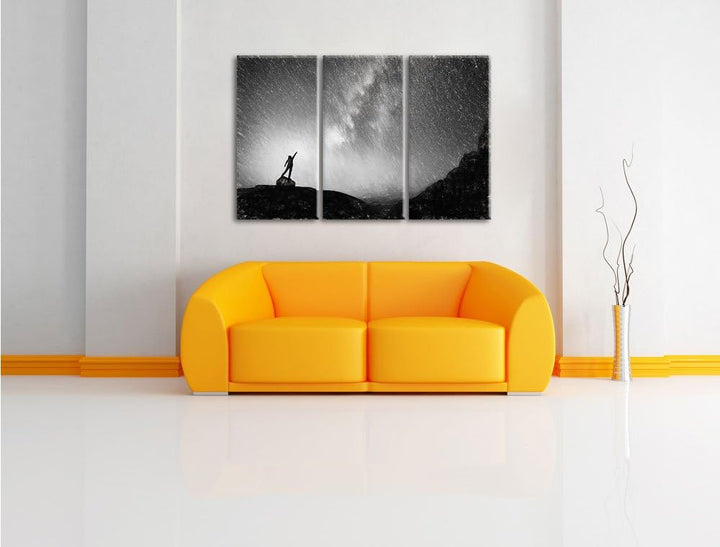 Pixxprint Sternenfänger Milchstrasse Kunst als Leinwandbild/Grösse: 3 Teilig (120x80) cm/Wandbild/Ku