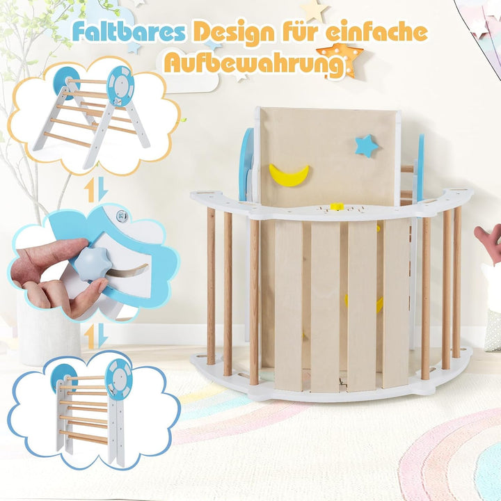 FANTASK 7 in 1 Klettergerüst Indoor, Kletterdreieck 3er Set mit Rutsche, Kletterbogen, inkl. doppels