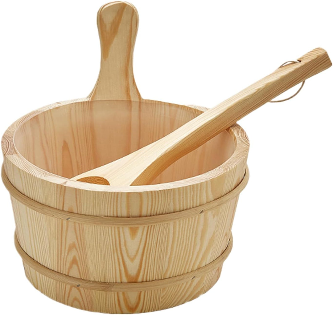Sauna Eimer und Schöpfkelle - Sauna Holz Eimer Set - Dichte Holz Dusche Zubehör 4L Fassungsvermögen