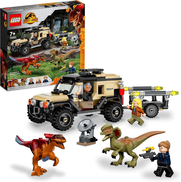 LEGO 76951 Jurassic World Pyroraptor & Dilophosaurus Transport, Dinosaurier Spielzeug, Spielzeugauto