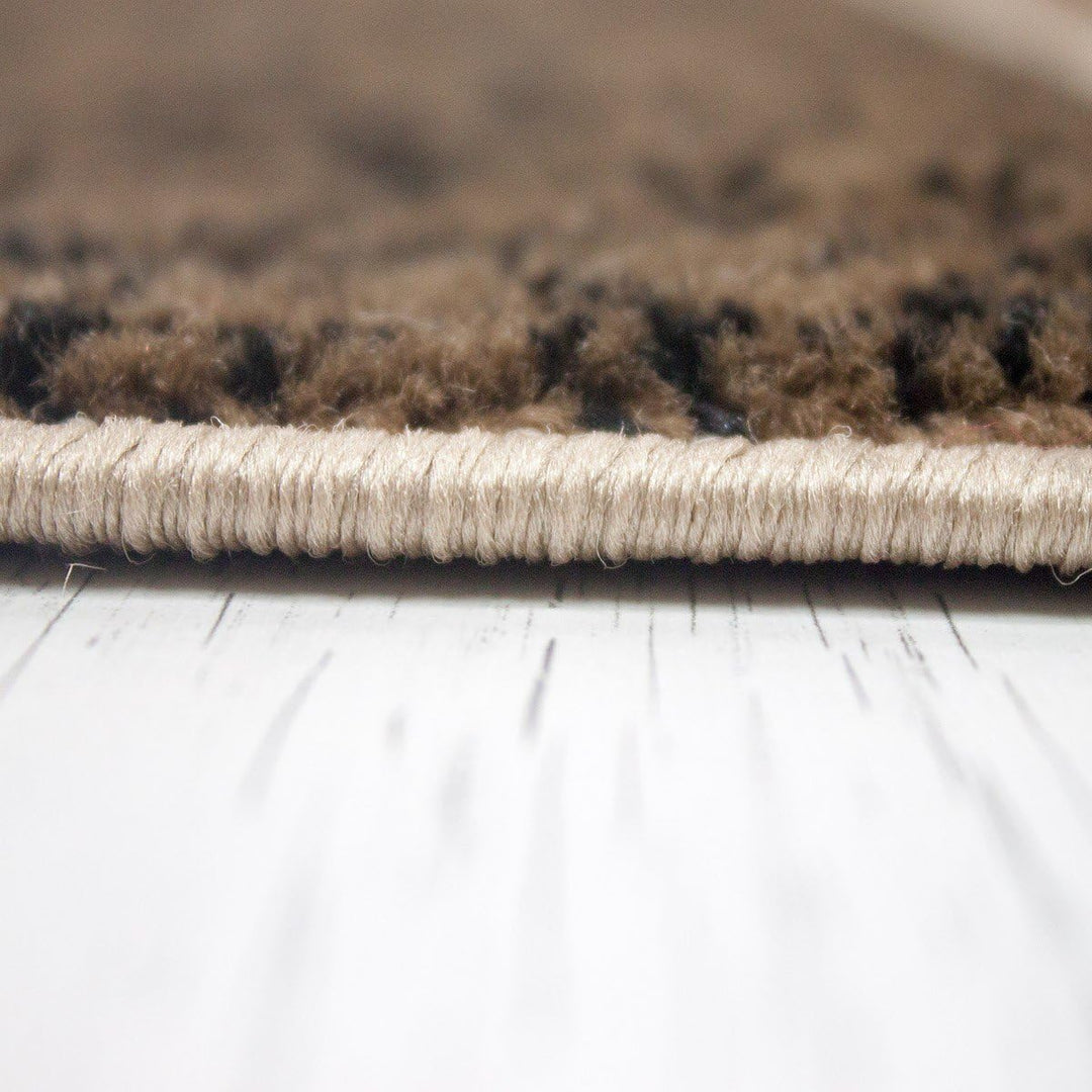 VIMODA Teppich Modern Meliert Kariert Marmor Muster Braun Beige, Masse:80 x 150 cm 80 x 150 cm (Rech