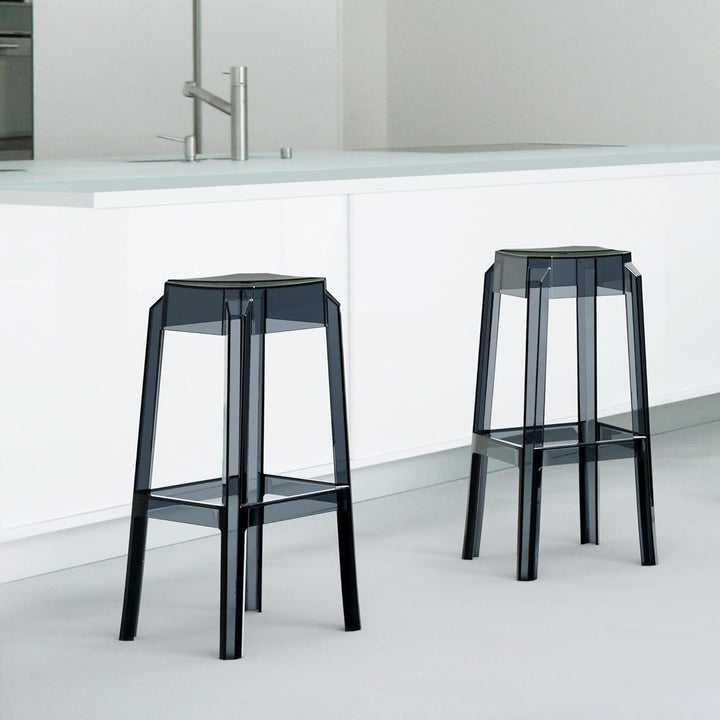 CLP 2er Set Barhocker FOX Aus Kunststoff I 2 x Stapelbarer Hocker Mit Fussstütze, Farbe:schwarz, Sch