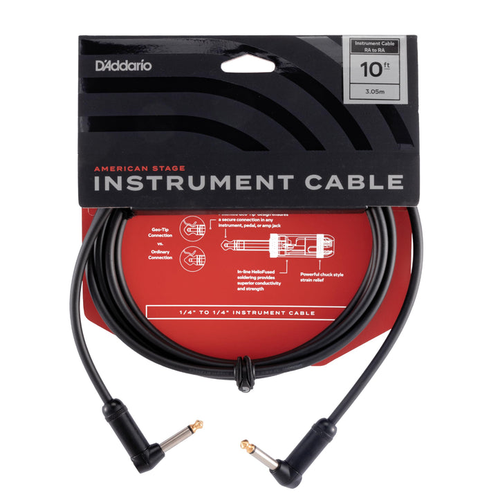 Planet Waves PW-AMSGRR-10 American Stage Instrumentenkabel 3m (10 Fuss) schwarz 10 Feet Rechter Wink