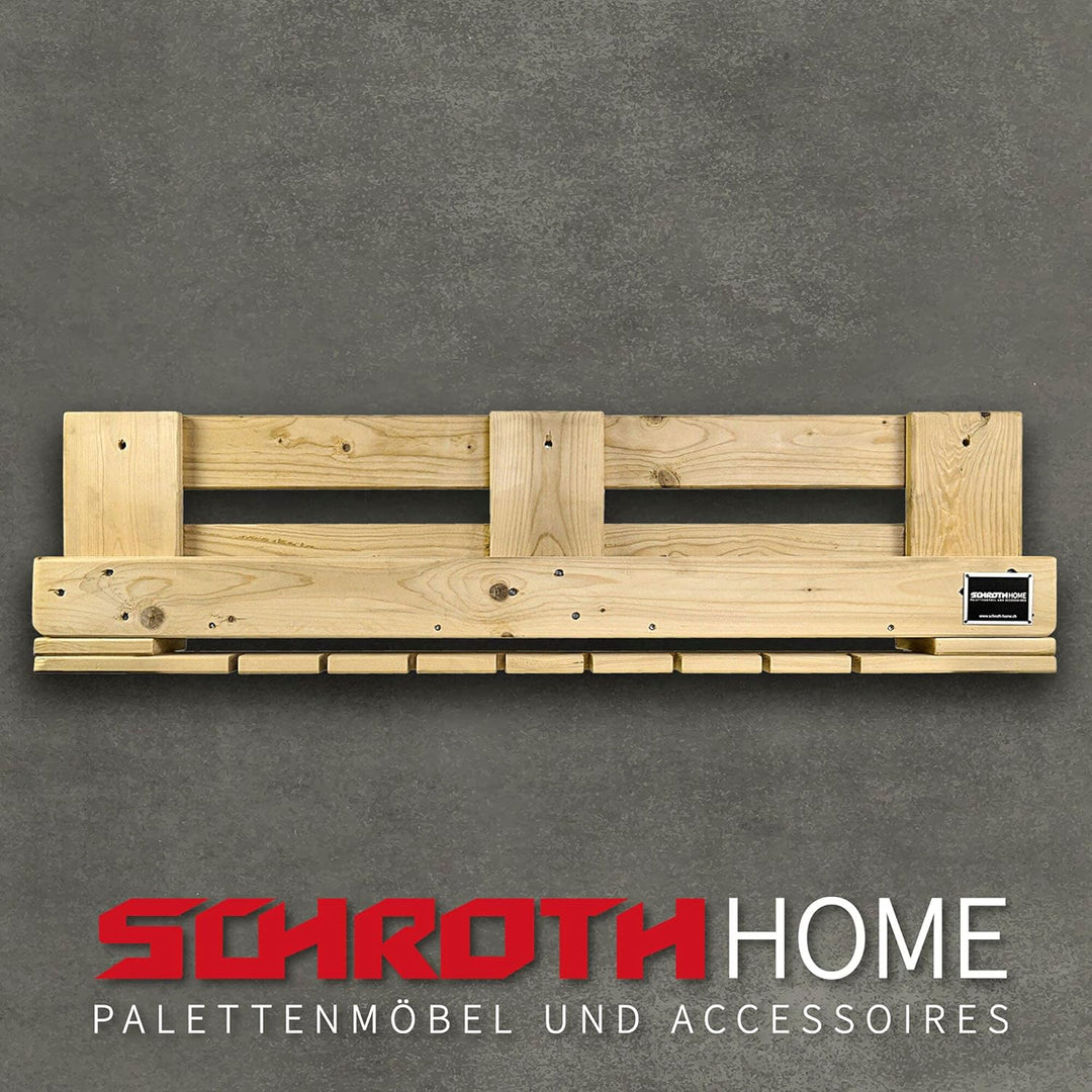 Schroth Home PALvino Weinregal – Palettenregal aus Holz – Schnapsregal für an die Wand – mit Vorrich