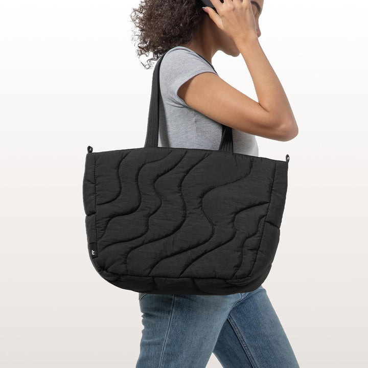 tomtoc Puffer Laptop Tragetasche für Damen, 13,5L Tote Bag für 15-16 Zoll Macbook, Leichte Schultert
