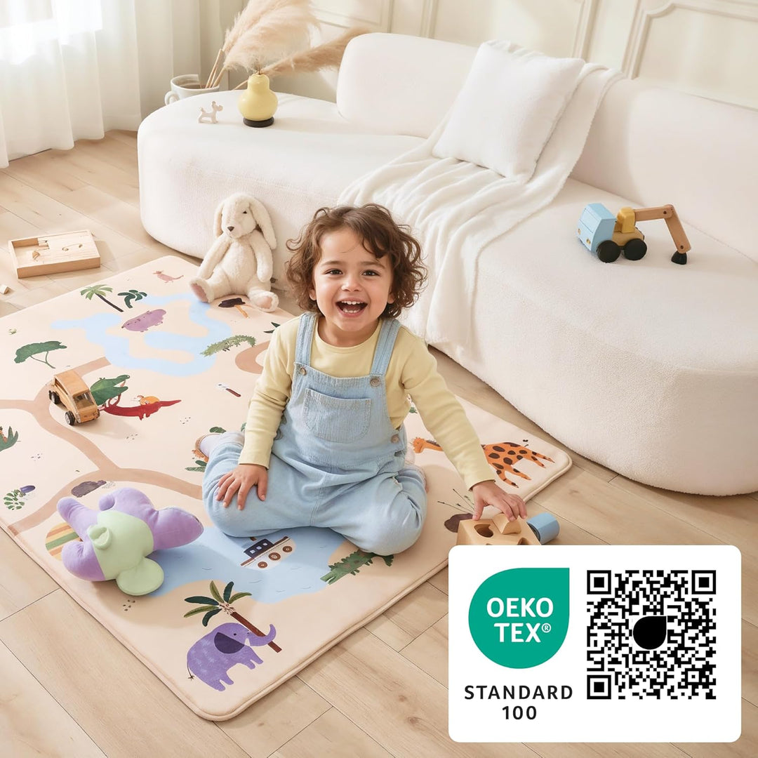 Wolkenweiche Matte Baby 160x120x1,5cm – Kinderzimmer Teppich mit hochwertigem Memory-Schaum – Krabbe