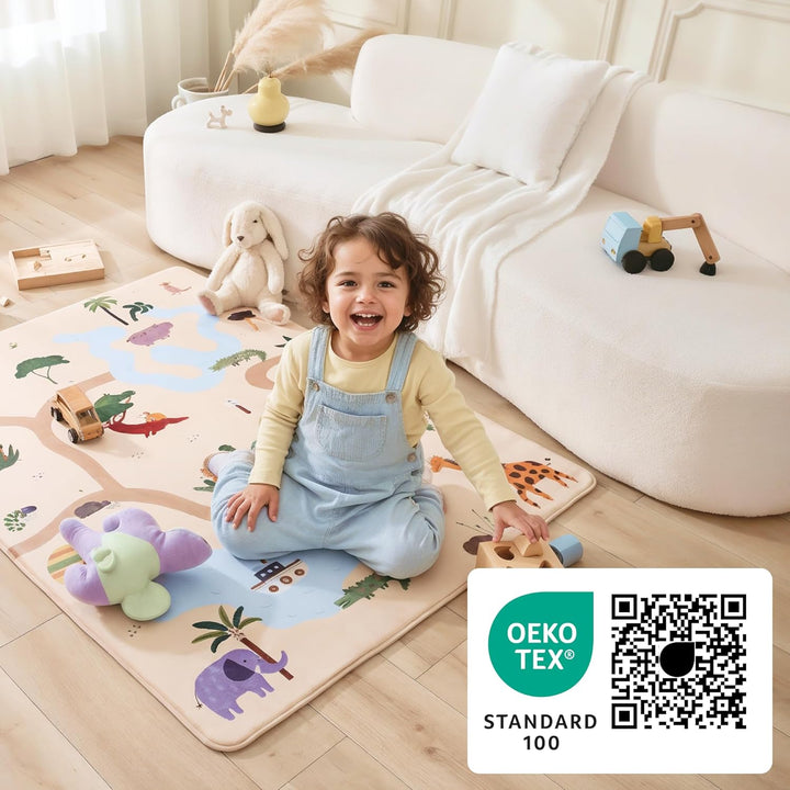 Wolkenweiche Matte Baby 160x120x1,5cm – Kinderzimmer Teppich mit hochwertigem Memory-Schaum – Krabbe