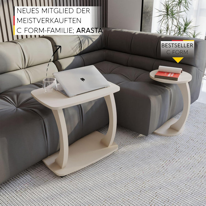 Beistelltisch Couch, mit Rollen, Laptoptisch für Couch, Kleiner Wohnzimmertisch, Sofatisch in stylis