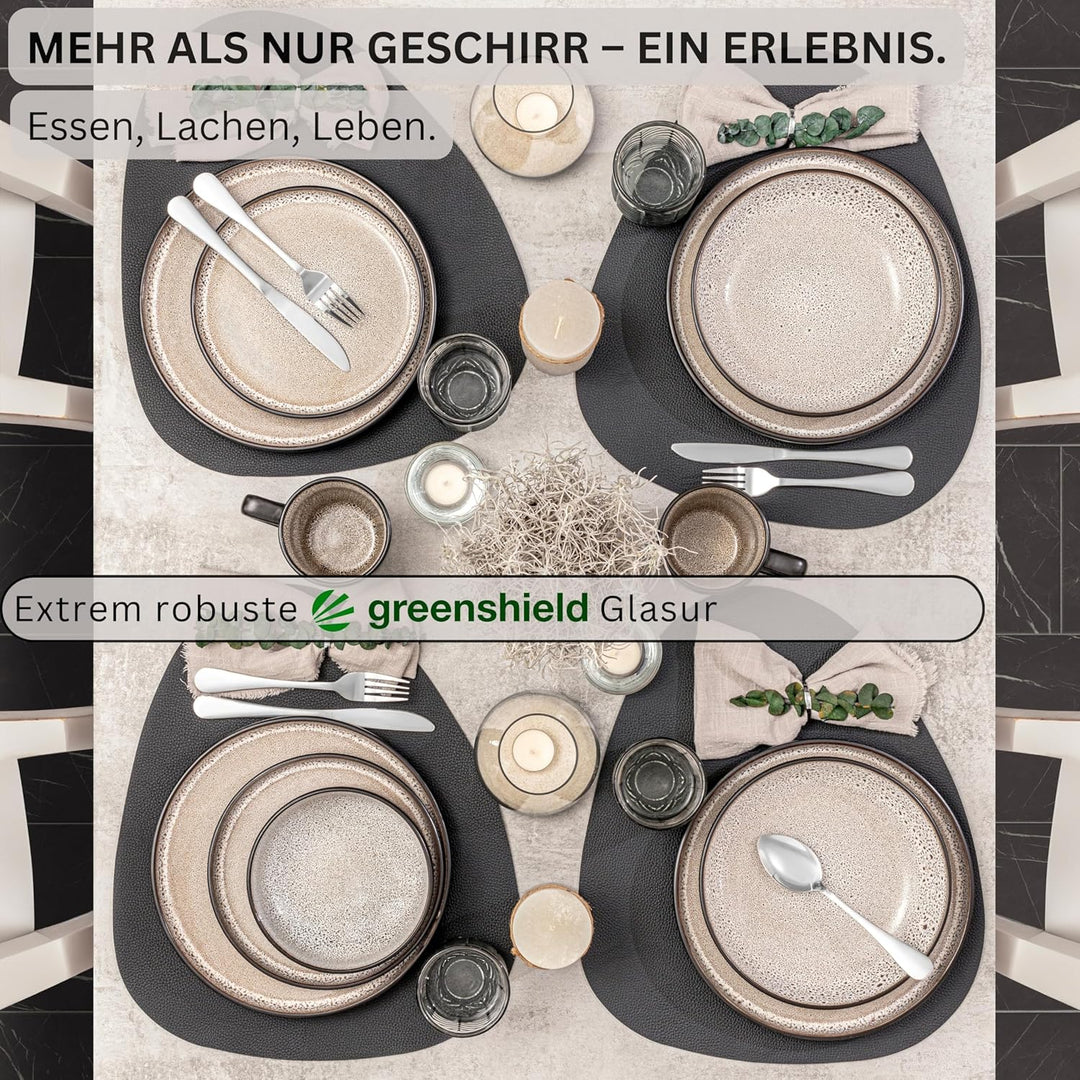 SÄNGER Luxor | Kaffeebecher 6 Personen, Steingut Kaffeetassen Set 6er, Tassen Teetasse spülmaschinen