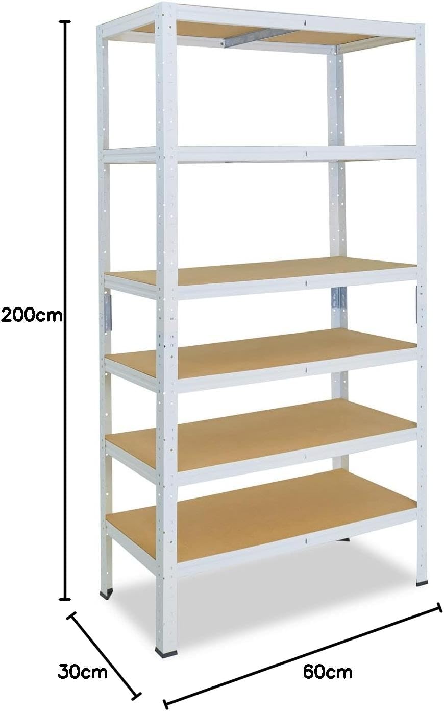 shelfplaza® 200x60x30cm Home Schwerlastregal weiss/Metallregal mit 6 Böden/Kellerregal Metall, Garag