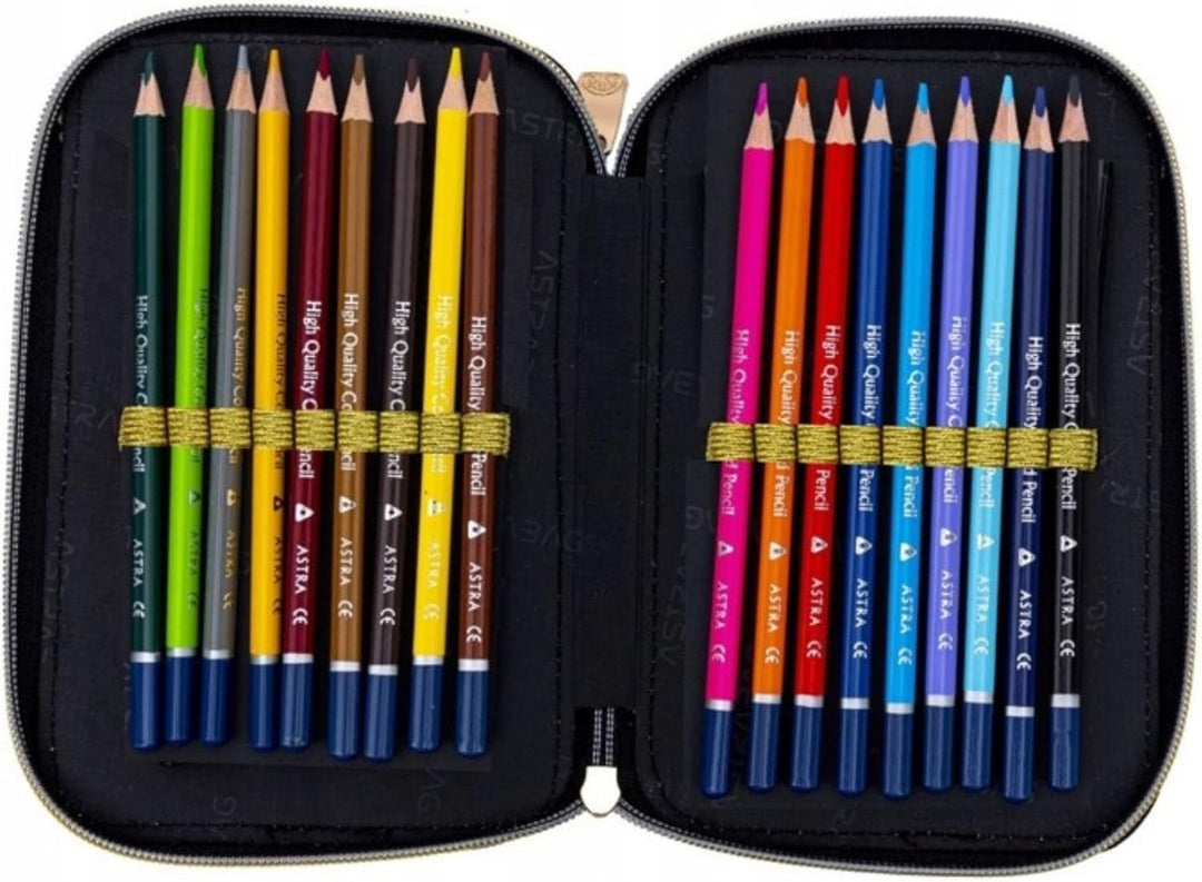 Goldkids - Federmäppchen 3 Fächer - Mäppchen für Mädchen - Federmappe 3-Fach Federtasche Gefüllte Sc