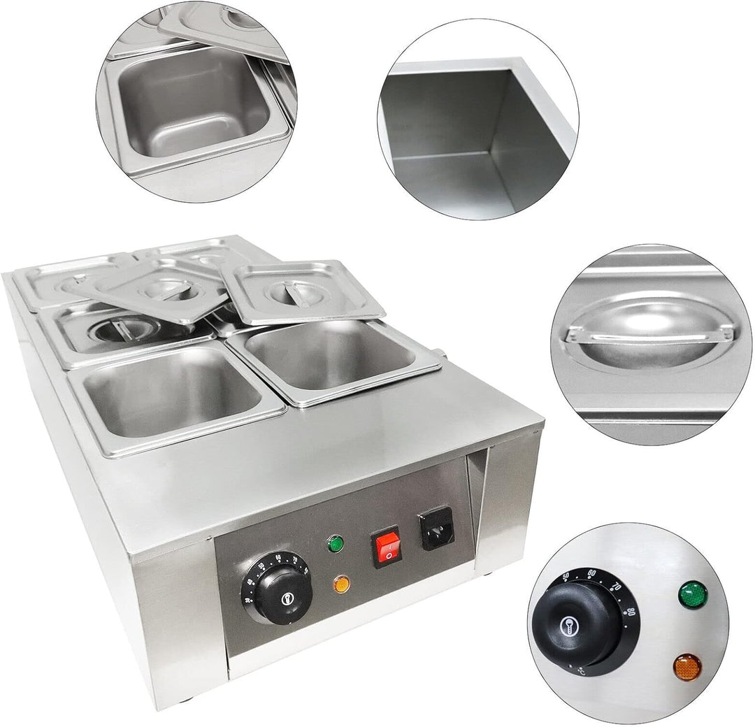 KinHall Schokoladenschmelzgerät Schokoladen-Fondue, 6 * 2L Schokoladen Schmelzen Topf für Schmelzen
