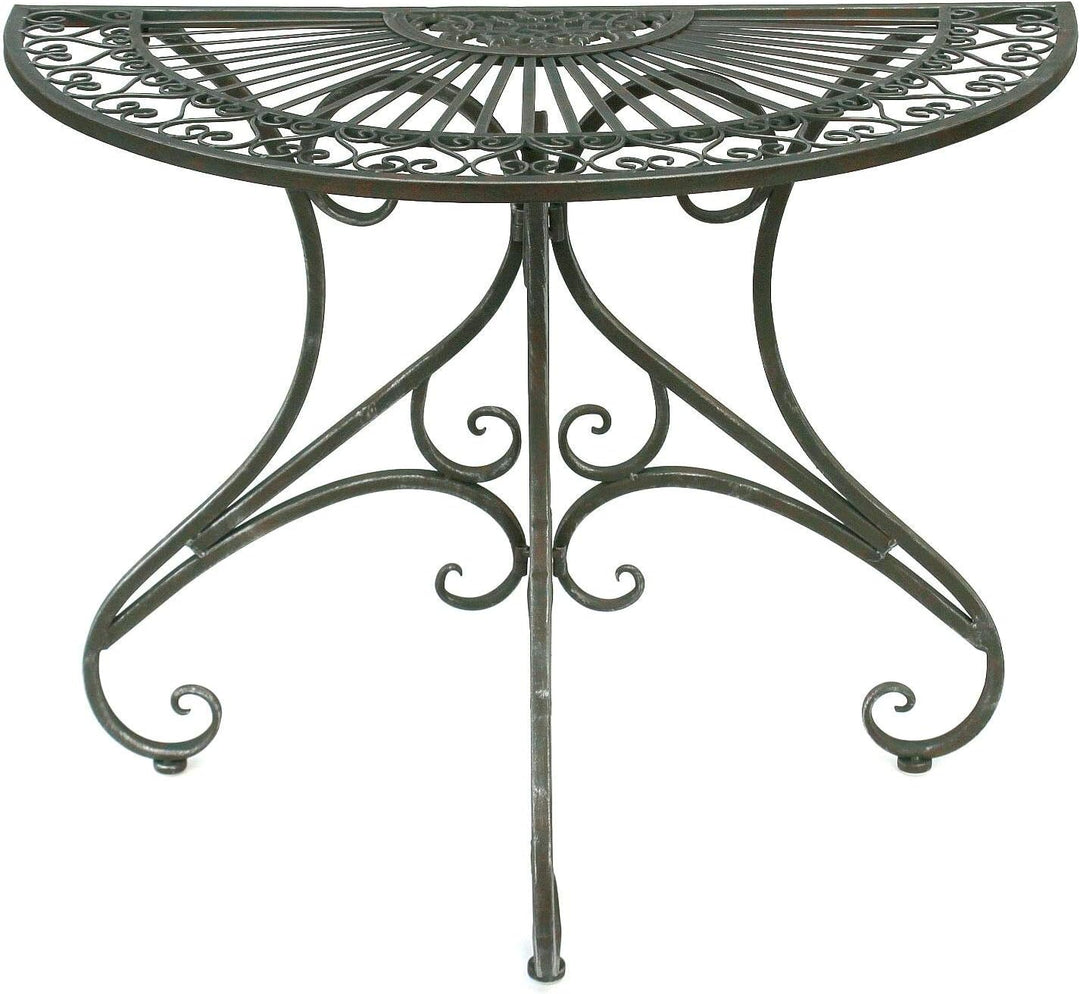 DanDiBo Tisch Halbrund Wandtisch Halbtisch 130434 Beistelltisch aus Metall 90 cm Gartentisch Konsole