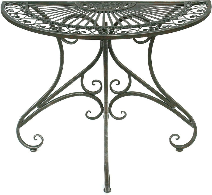 DanDiBo Tisch Halbrund Wandtisch Halbtisch 130434 Beistelltisch aus Metall 90 cm Gartentisch Konsole
