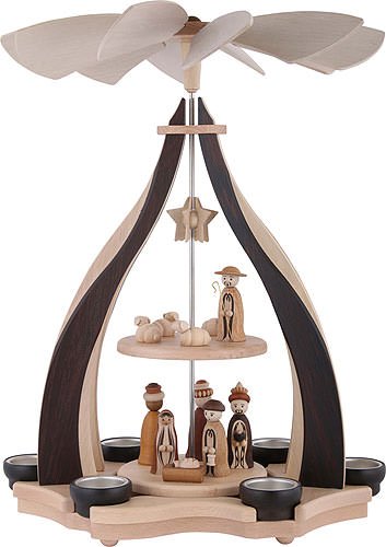 Weihnachtspyramide 2-stöckige Pyramide Christi Geburt - 47,5cm - Original Erzgebirge - Zeidler Holzk