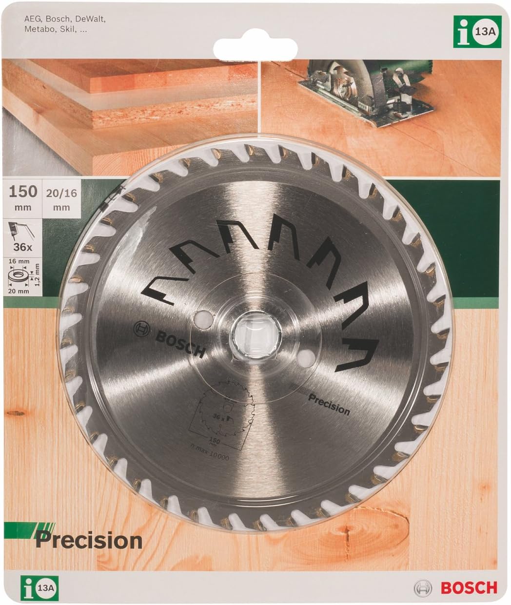 Bosch 1x Kreissägeblatt Precison (Sägeblatt für Holz, Ø 150 x 2.5/1.5 x 20/16 mm, 36 Zähne, ATB, mit