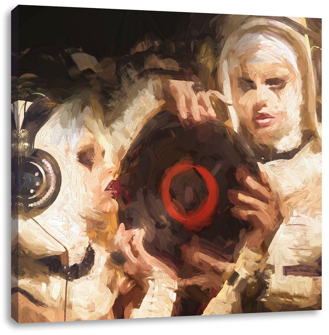 Pixxprint Mysteriöse DJ Frauen Pinsel Effekt, Format: 70x70 auf Leinwand, 70x70