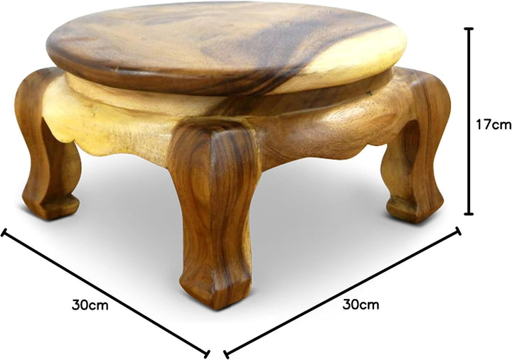 livasia Runder Opiumtisch, Beistelltisch, Massivholztisch, Nachttisch, Podest Natur 40cm, Natur 40cm