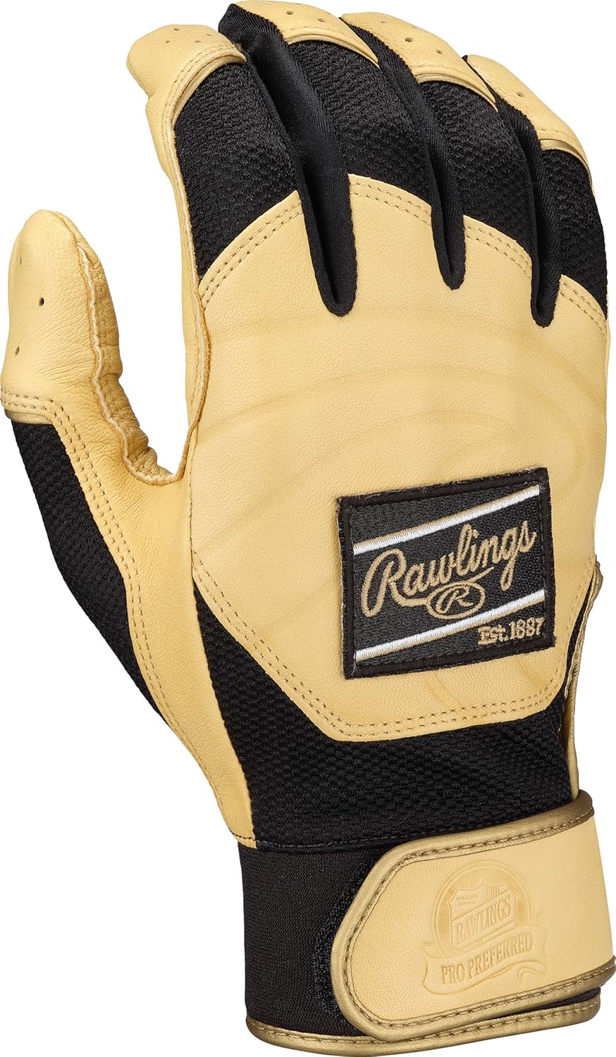 Rawlings Pro Preferred Baseball-Schlaghandschuhe Erwachsene Medium Carmel/Black, Erwachsene Medium C