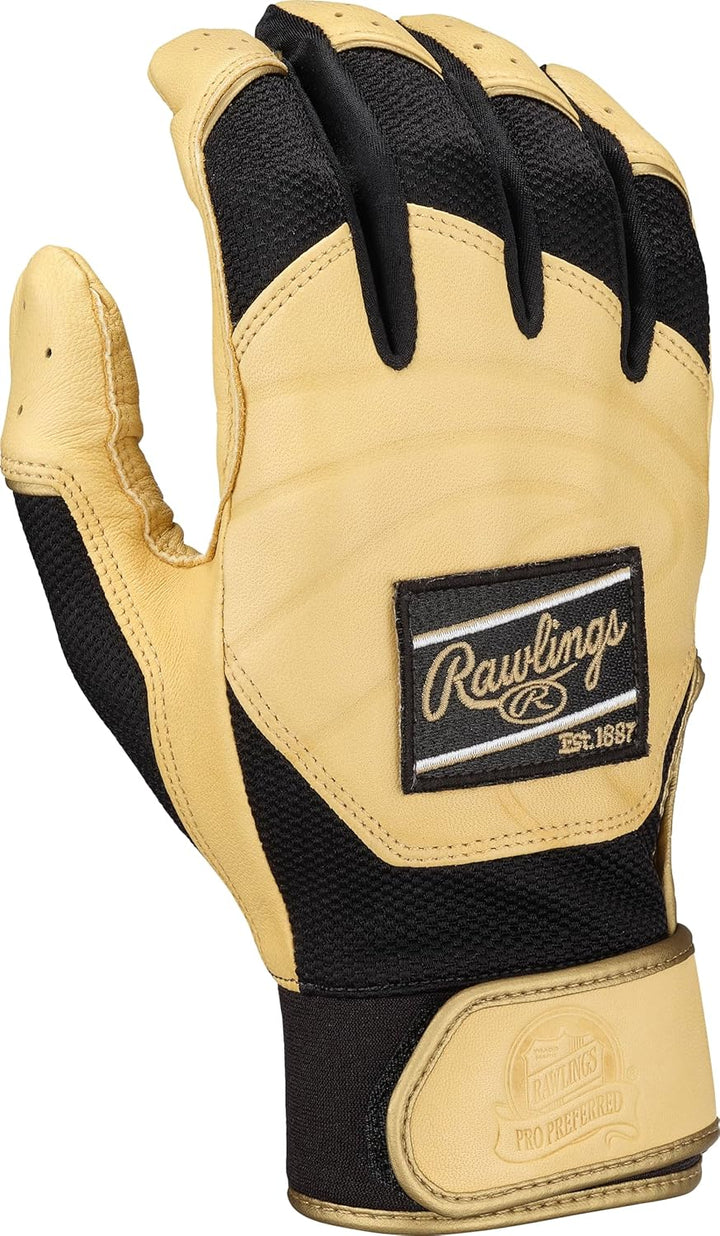 Rawlings Pro Preferred Baseball-Schlaghandschuhe Erwachsene Medium Carmel/Black, Erwachsene Medium C