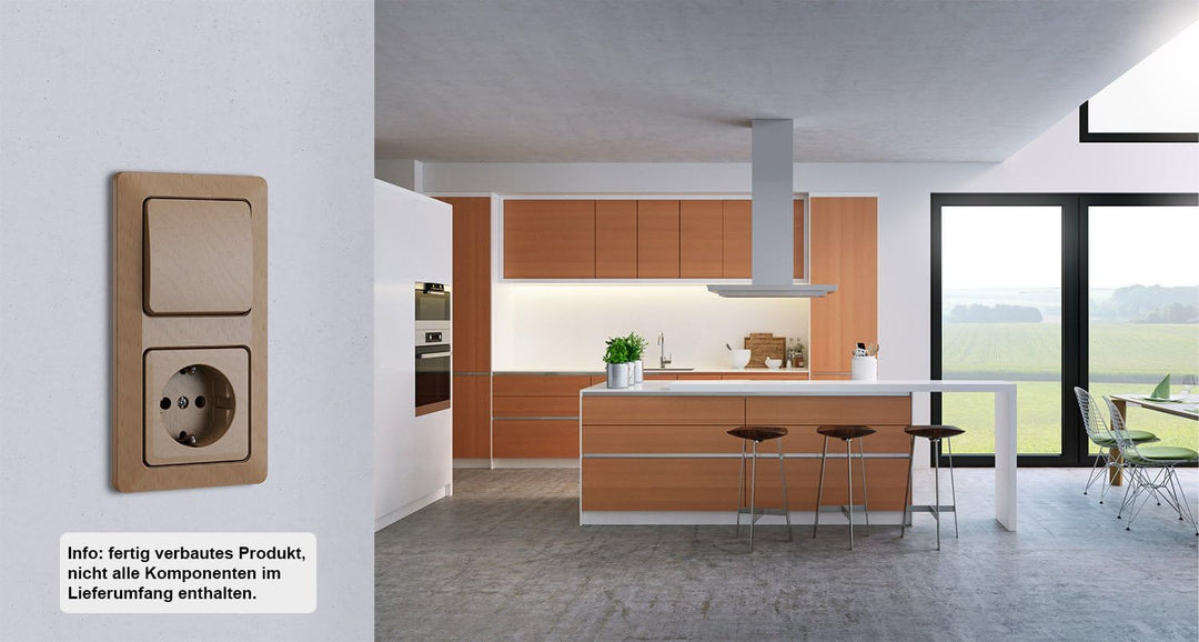 Kopp 618631089 Milano Buche Universalschalter & Abdeckrahmen 2-Fach Milano buche Echtholz Buche Bund