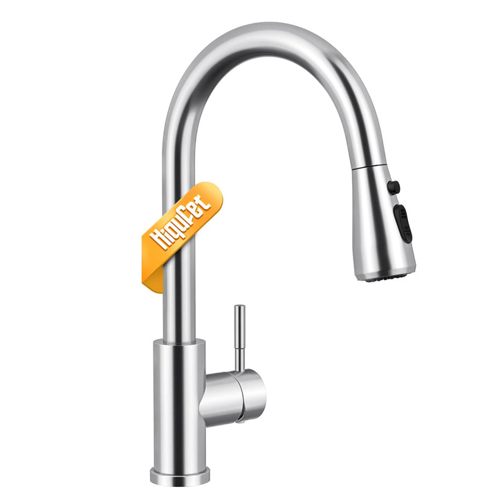 Küchenarmatur, Ausziehbarer Wasserhahn mit Edelstahl-Sprühbrause und 3 Sprühfunktionen, 360° schwenk