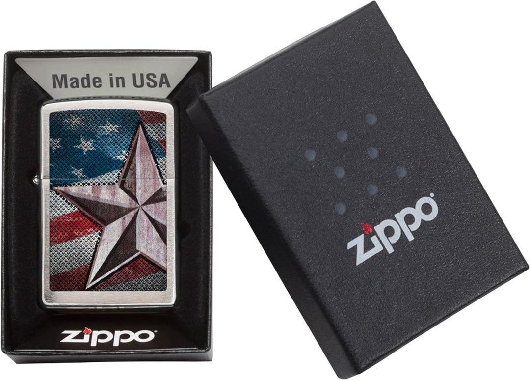 Zippo Us Army Star Winddichtes Feuerzeug Regular Edelstahloptik, Regular Edelstahloptik