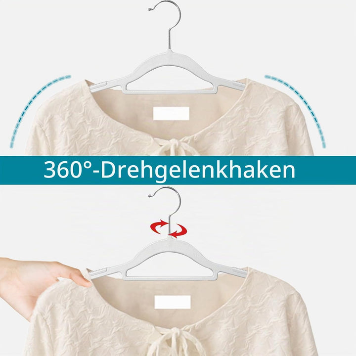ABHENG 20 Stück Kleiderbügel, Rutschfester Kunststoffbügel, Platzsparender Bügel, 360° Drehbarer Hak