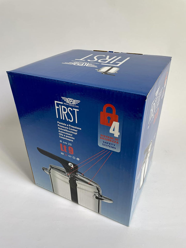 Pintinox First Schnellkochtopf aus nickelfreiem Edelstahl, induktionsgeeignet, mit 4 Sicherheitssyst