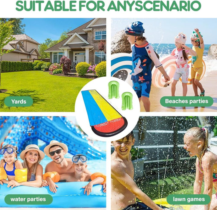 Wasserrutsche,188in x 54in (480 x 140 cm) Wasserrutsche Garten für Kinder mit 2 Bodyboards, Wassersp