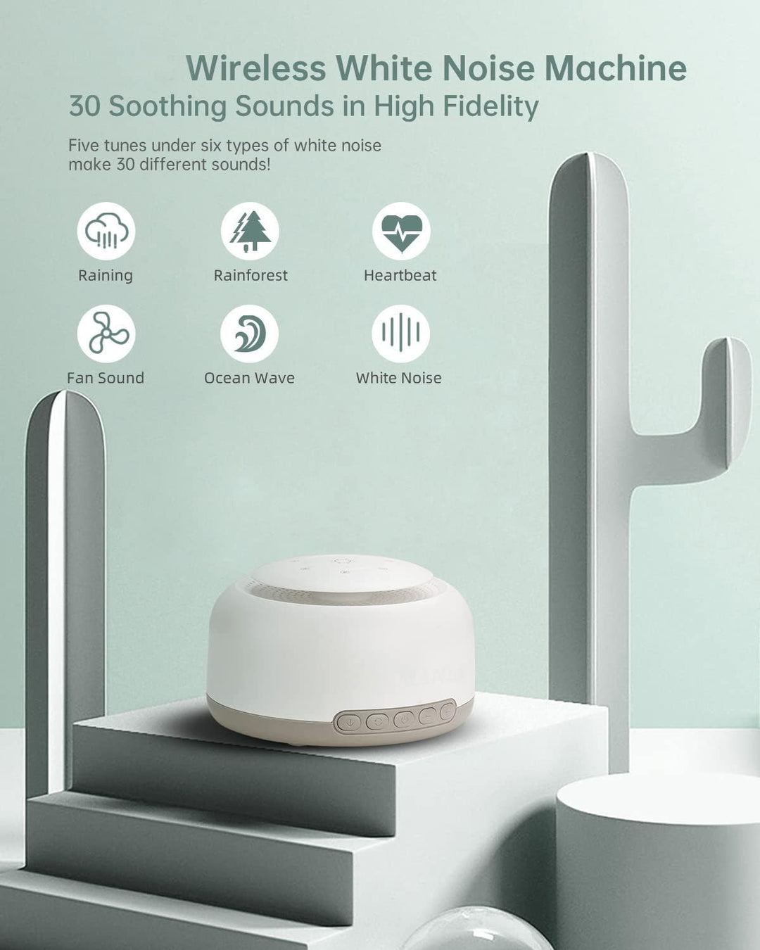 White Noise Machine Baby - YONGYAO Einschlafhilfe Baby Weisses Rauschen Sound Machine mit 30 Musik &