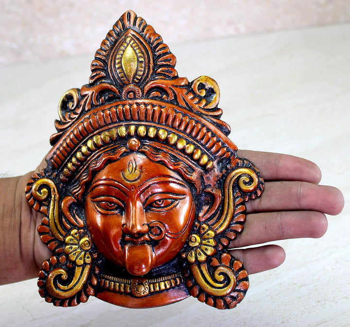 eSplanade Kaali Ma Wandbehang, Messing, 18,4 cm | Kali Maa Kali Mata Gesicht Wandbehang Idol Statue