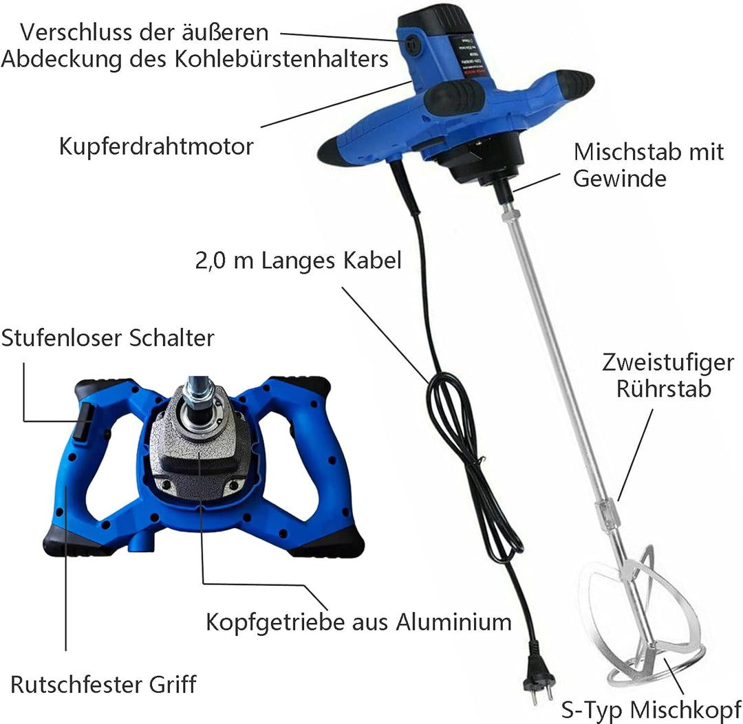 Akku-Farbmörtelrührer 2600W Mörtelrührer Rührwerk Betonmischer für Putz material Estrich Rührgerät M