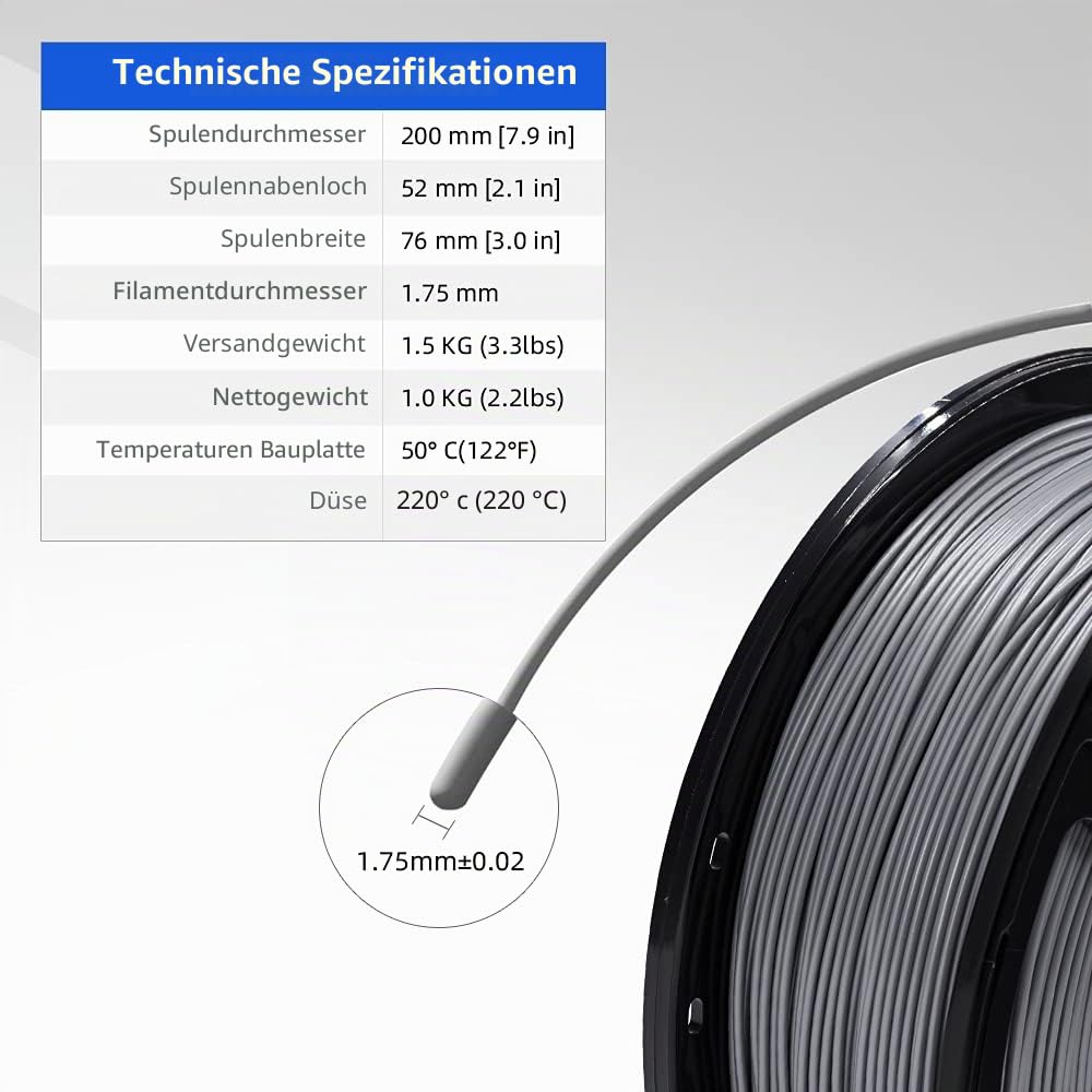 FLASHFORGE® PLA-Filament für 3D-Druck, 1,75 mm, 1 kg, Rolle für Creator Serie