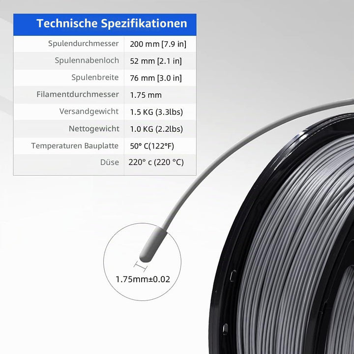 FLASHFORGE® PLA-Filament für 3D-Druck, 1,75 mm, 1 kg, Rolle für Creator Serie