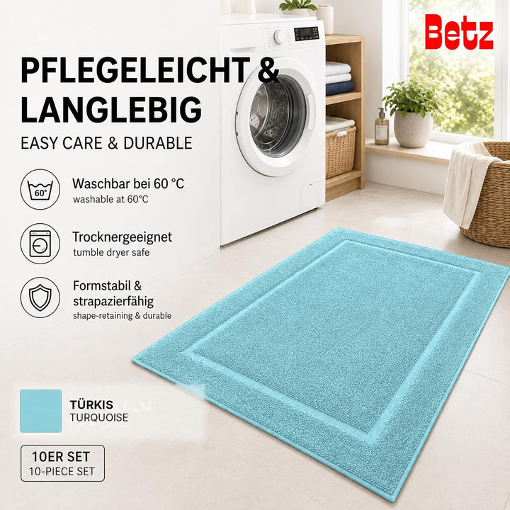 Betz Badvorleger Premium 10 Stück 50×70 cm – Badematte aus 100% Baumwolle (ca. 650 g/m²), saugstark