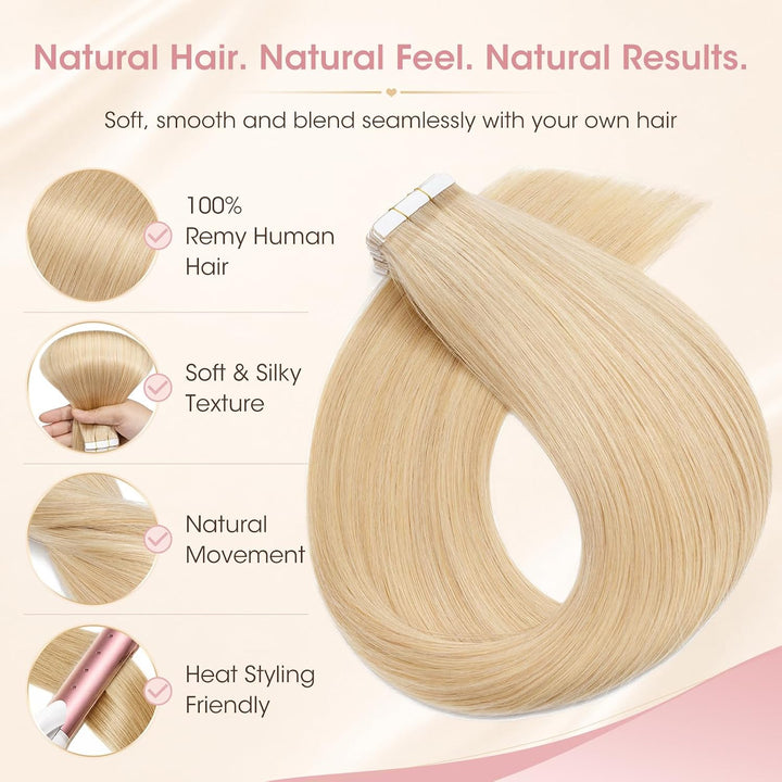 Silk-co Tape in Extensions Echthaar 20stk, Tape Extensions Echthaar, Remy Haarextensions Tape in Haa