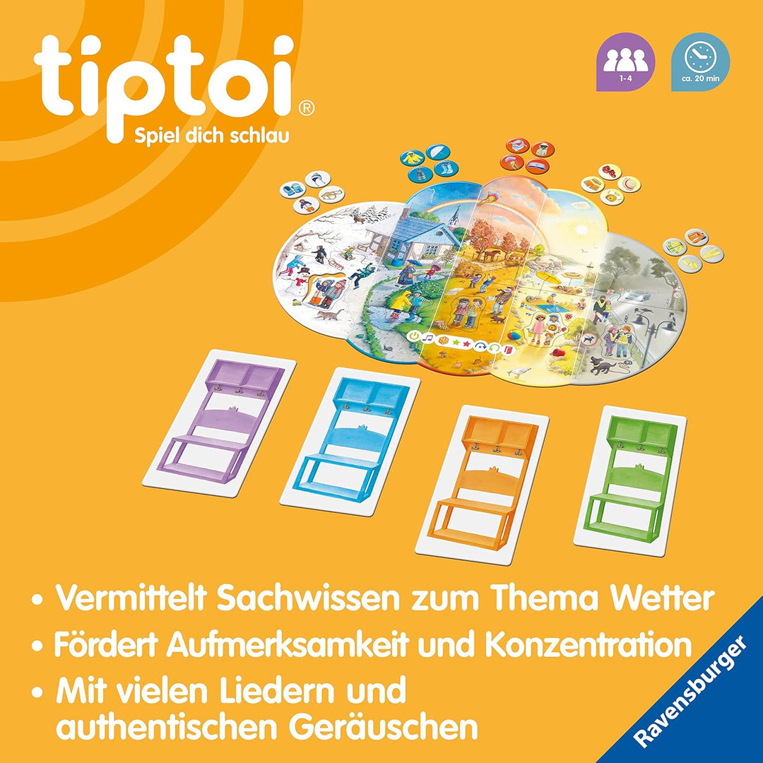 Ravensburger tiptoi Spiel 00118 Mein Wetter Lernspiel ab 3 Jahren für 1-4 Spieler