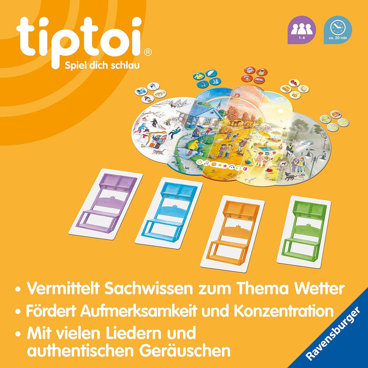 Ravensburger tiptoi Spiel 00118 Mein Wetter Lernspiel ab 3 Jahren für 1-4 Spieler
