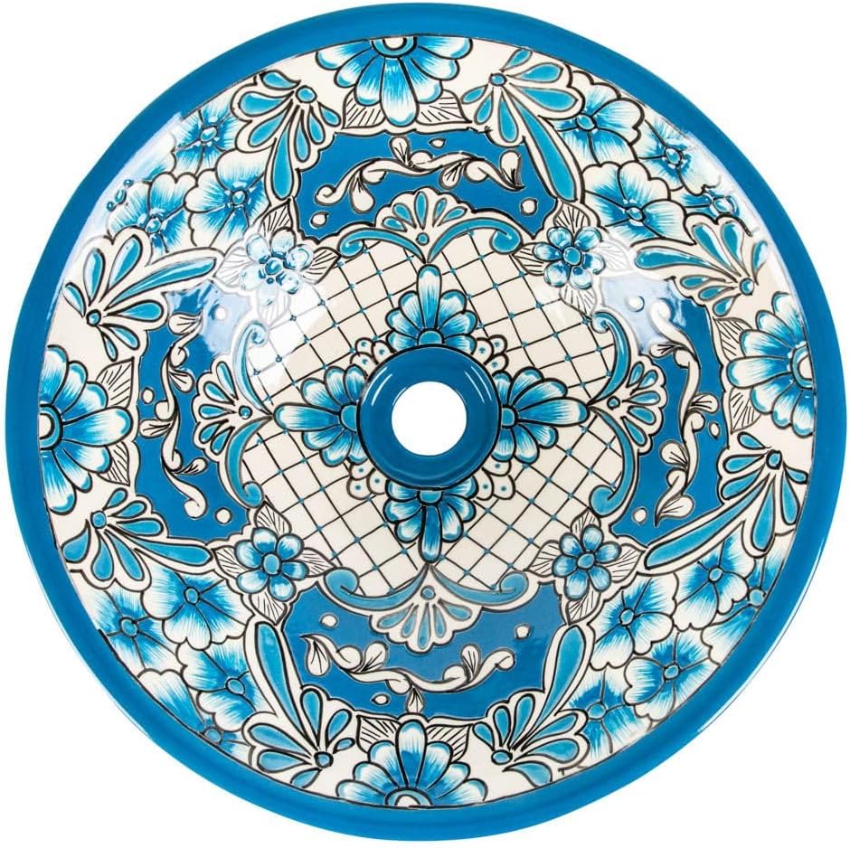 Lorena prima - Talavera mexikanisches Waschbecken mit Refief - Cerames | Aufsatzwaschbecken 42,5 x 1