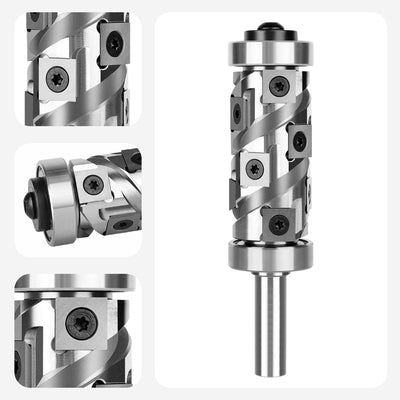 SpeTool Bündigfräser Fräser 12mm Schaft mit 12 Hartmetalleinsätze VHM Wendeplatten Spiralfräser Kopi