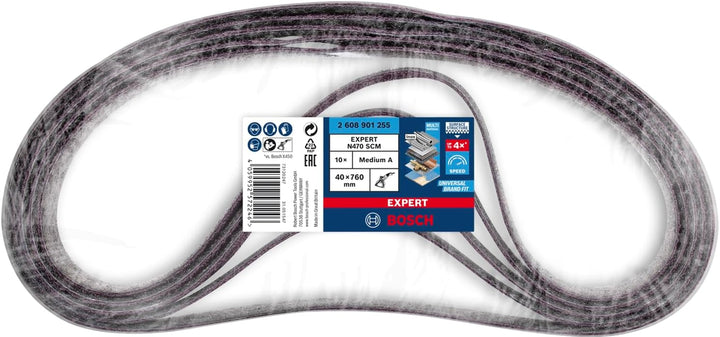 Bosch Professional 10x Expert N470 Schleifbänder (für Stahlbleche, 40x760 mm, Körnung mittel, Zubehö