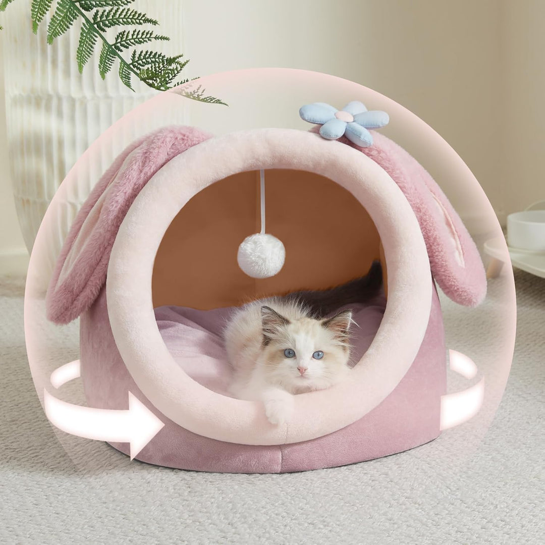Jiupety Nettes Katzenhöhle, Katzen höhle Katzen bettchen, Katzenbett Flauschig M (38 cm x 37 cm x 32