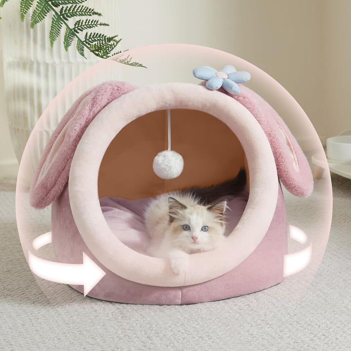 Jiupety Nettes Katzenhöhle, Katzen höhle Katzen bettchen, Katzenbett Flauschig M (38 cm x 37 cm x 32