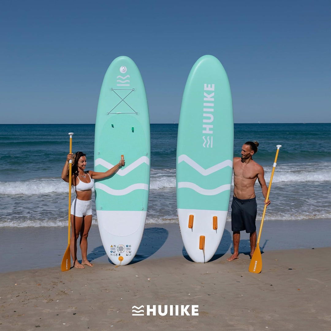 HUIIKE Stand Up Paddling Board mit Zubehör, Paddel, Finnen, Leash, Pumpe, Rucksack. SUP-Board Aufbla