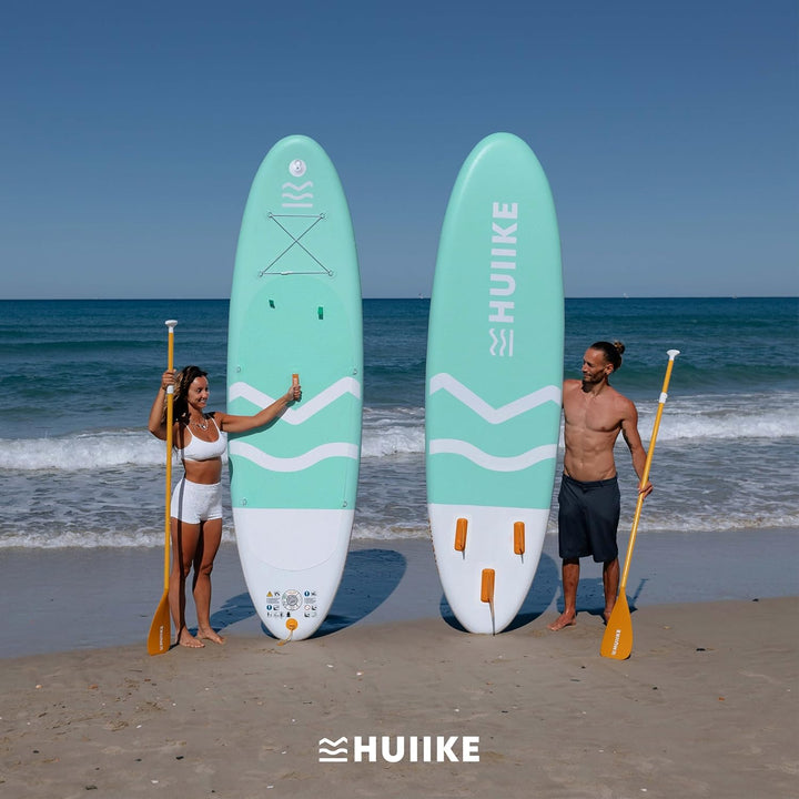 HUIIKE Stand Up Paddling Board mit Zubehör, Paddel, Finnen, Leash, Pumpe, Rucksack. SUP-Board Aufbla