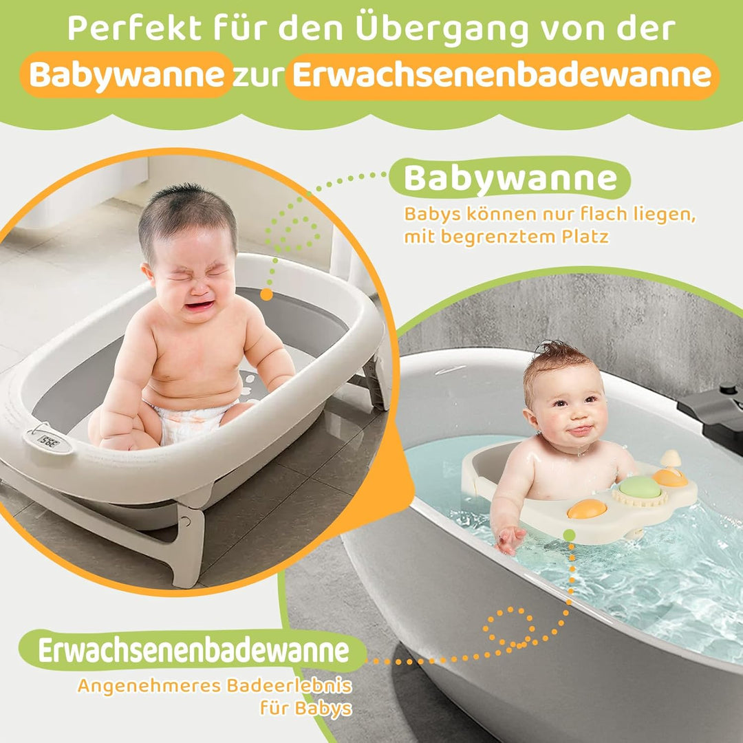 Baby Badesitz ab 6 Monate, Badewannensitz mit 4-starken Saugnäpfen, Rutschfester Badesitz Baby mit S